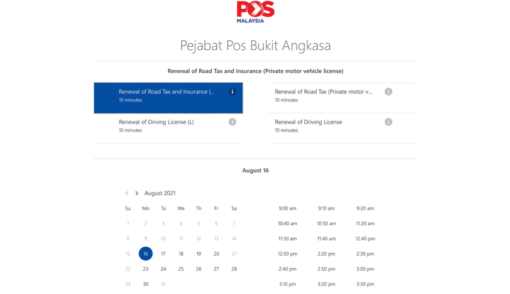 Pos Malaysia renew road tax