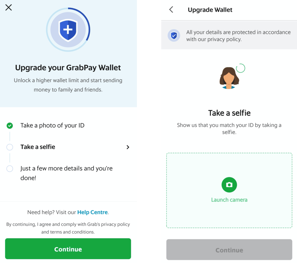 GrabPay eWallet verification on app