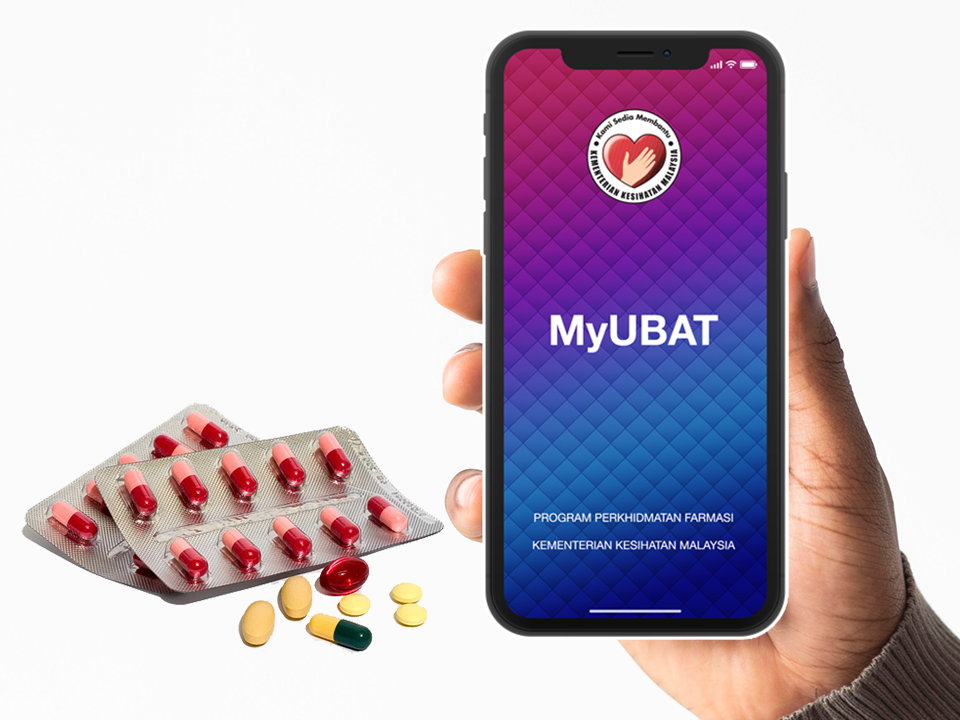 Hand holding a phone with the MyUBAT app open