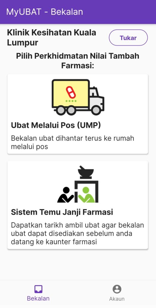 MyUbat delivery options