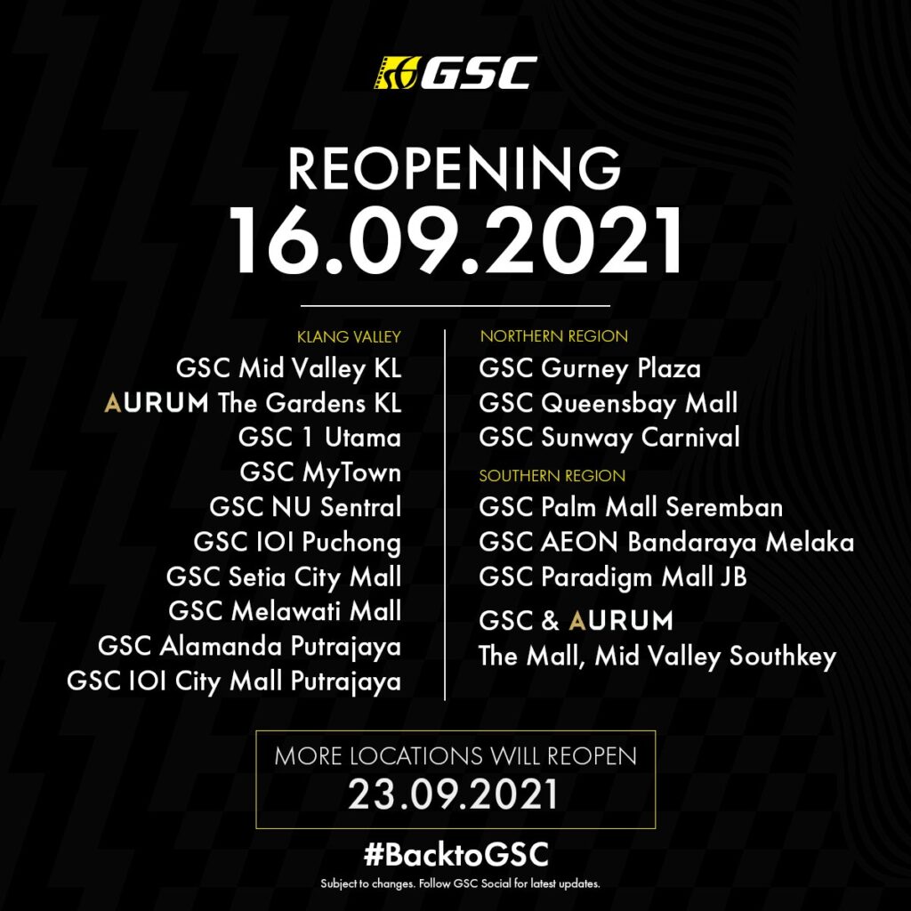 gsc cinema reopen