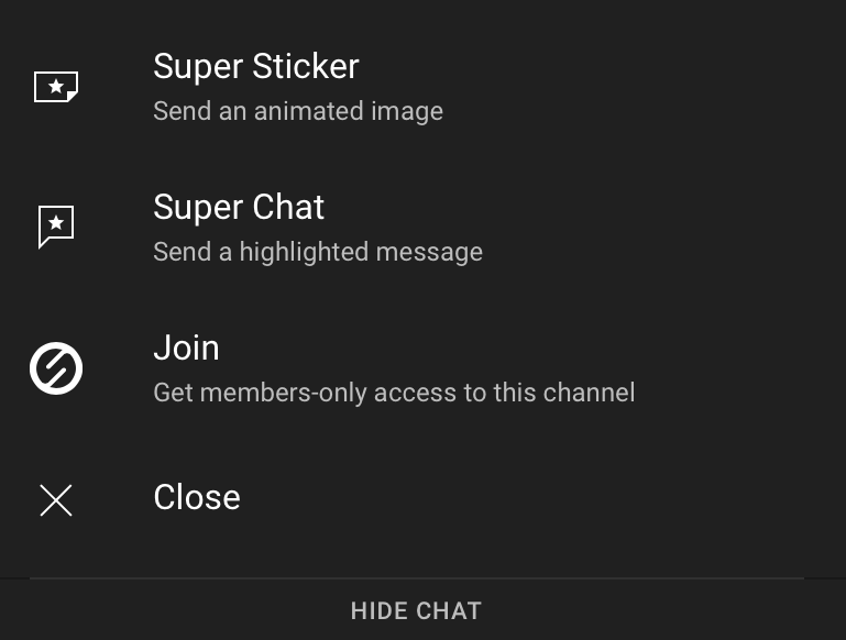 YouTube super chat super sticker