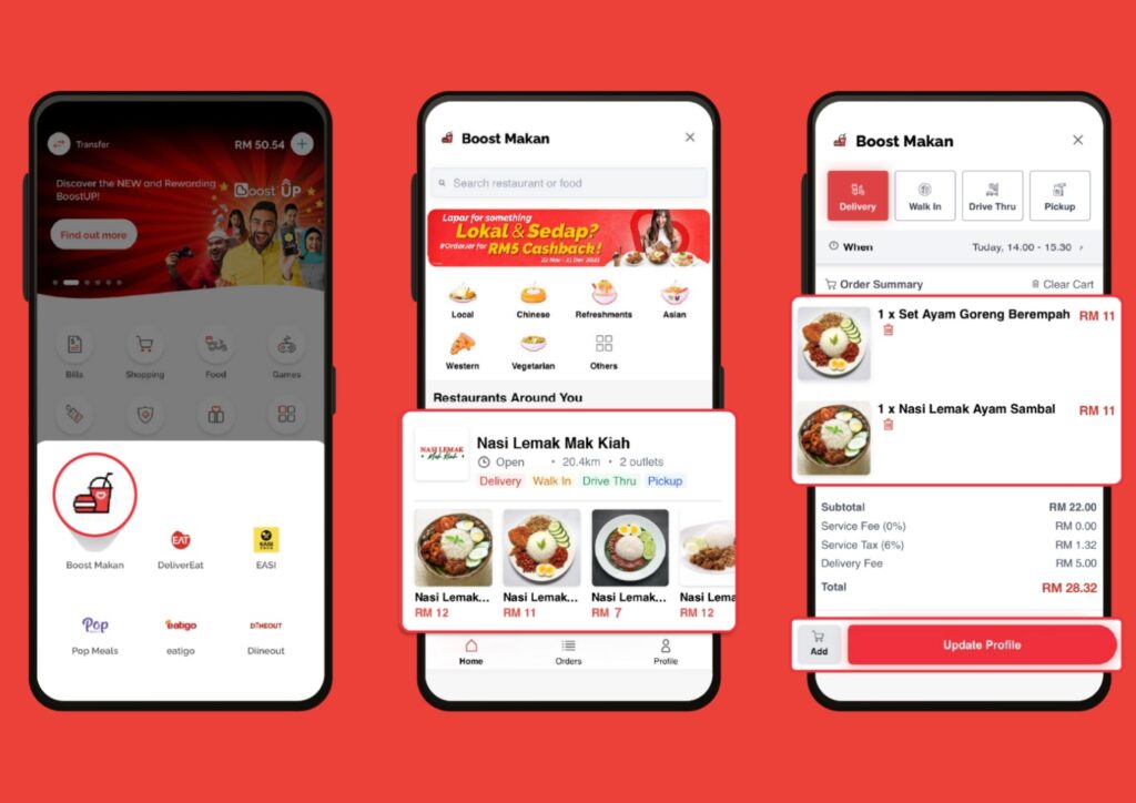e-wallet, food delivery