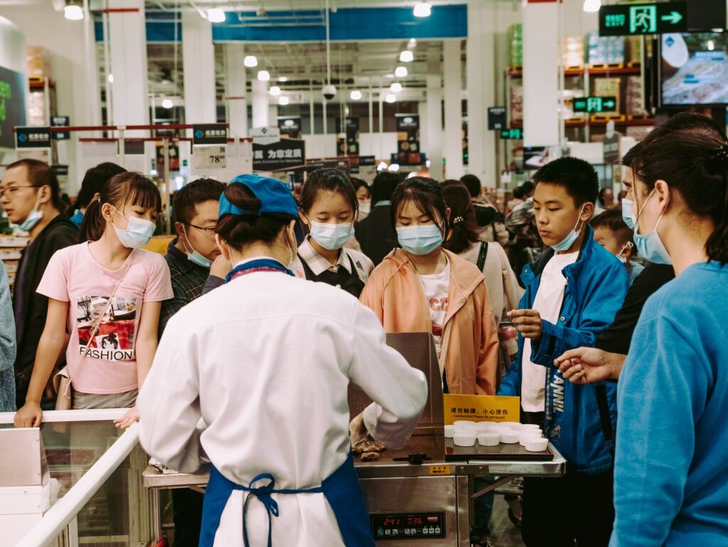 crowded food stall