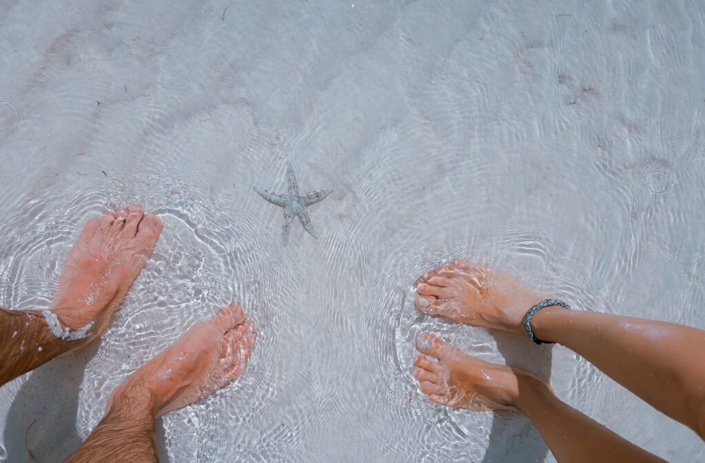 social distancing at the beach for a safe swim