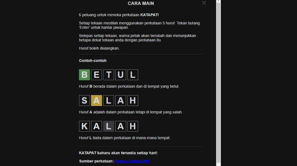 Katapat, Malaysian Programmer's Alternative to Wordle