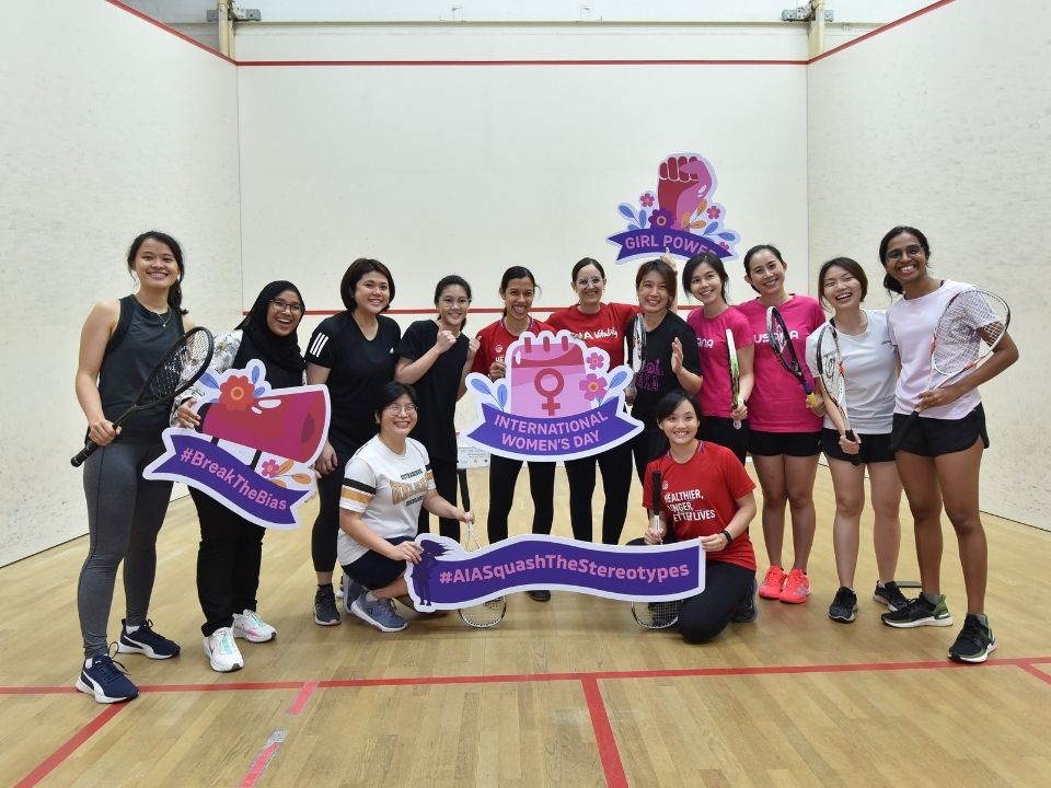 all-female squash clinic organized by AIA Malaysia 