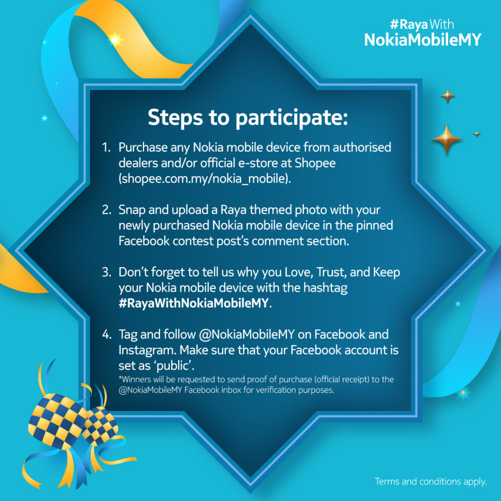 Steps to participate on #RayaWithNokiaMobileMY