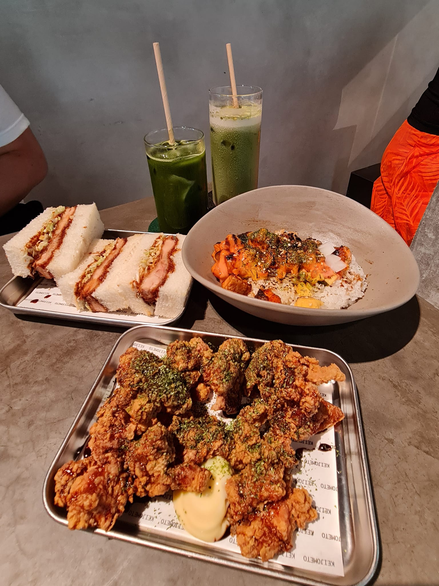 Salmon Tamagoyaki Mentai, Chicken Katsu Sando, Karaage