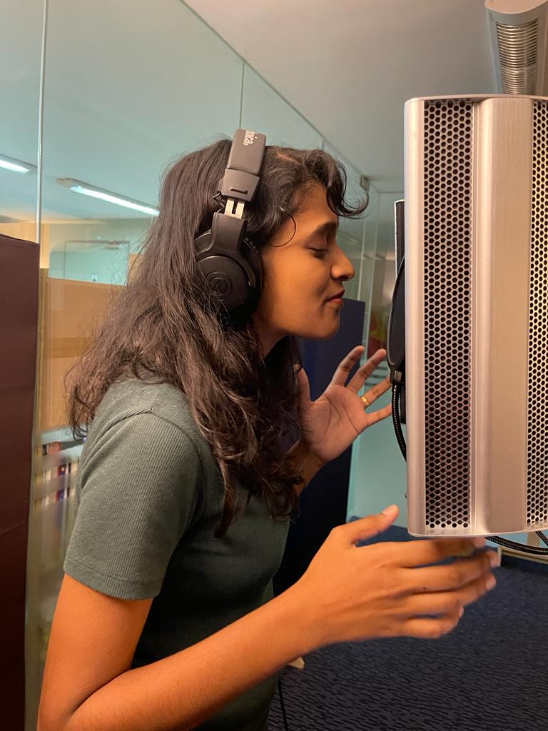 Heerraa in the studio recording her upcoming songs.