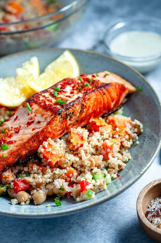 Quinoa salad with salmon