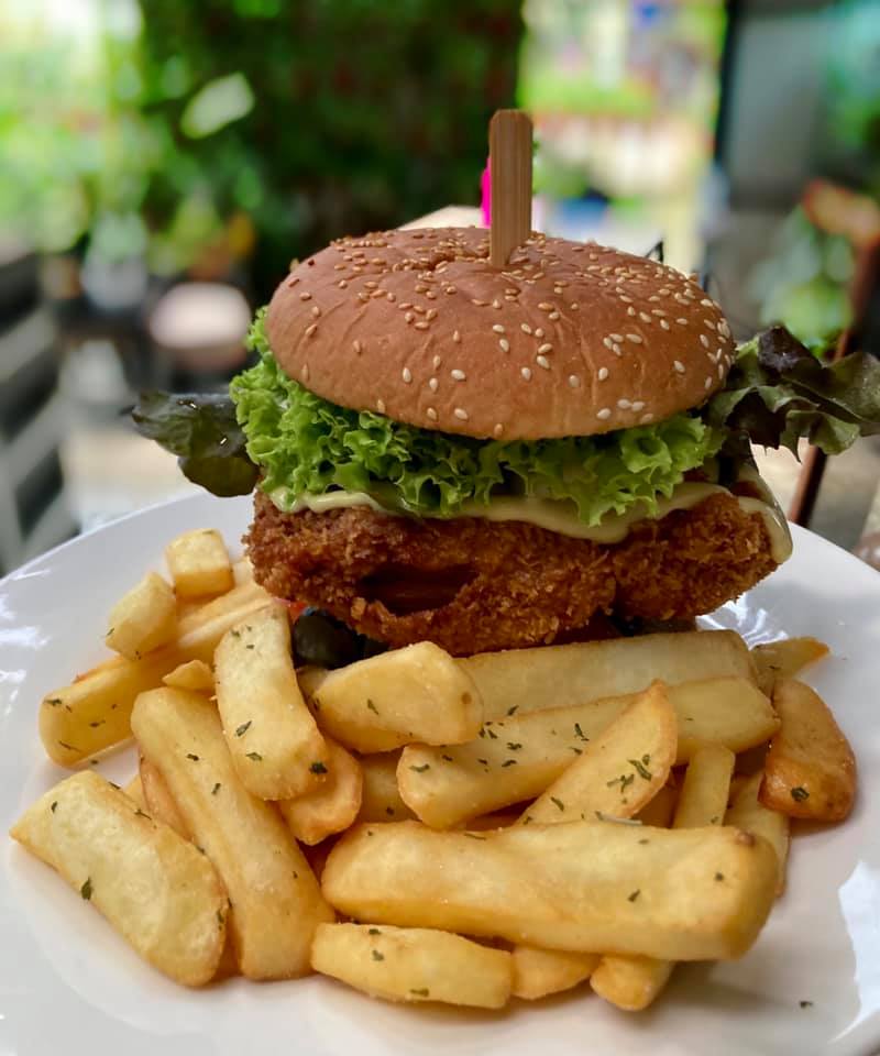 Asow Eatery Station: burger and fries