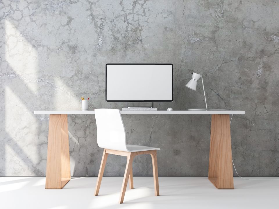 White and marble study or work space