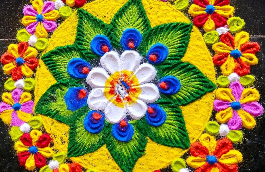 kolam rangoli, deepavali facts