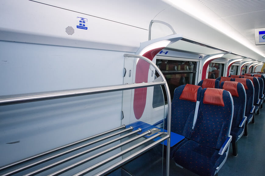 the luggage compartment inside of ets