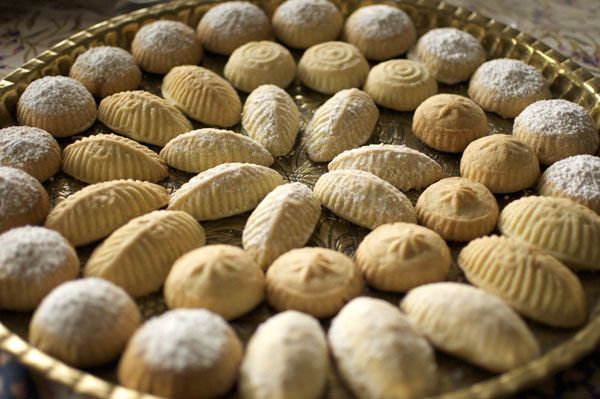 Lebanese maamoul filled butter biscuits made with semolina