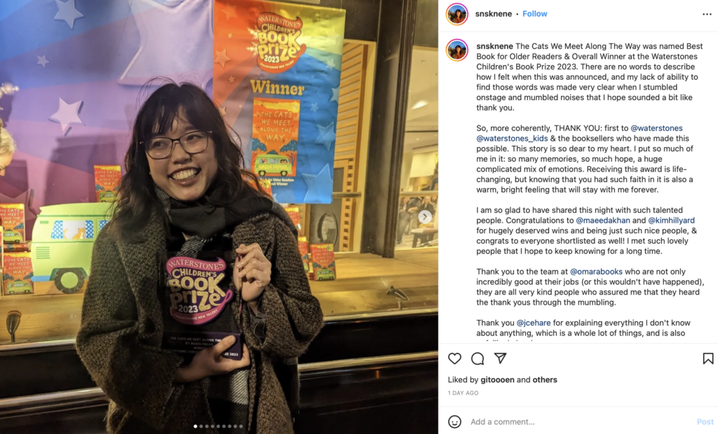 Nadia Mikail's post regarding her recent win.