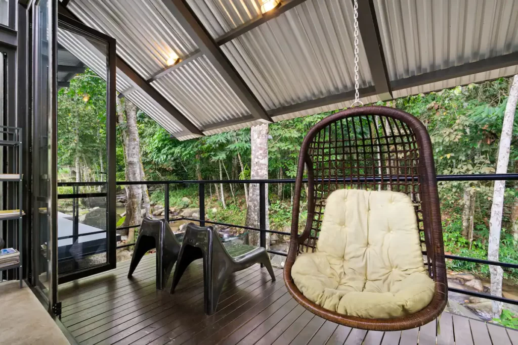 outdoor seating area at tanah larwina retreat