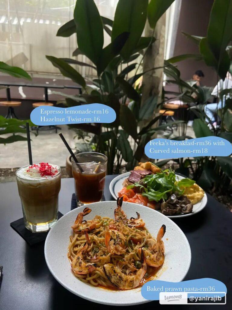 Spaghetti and special drinks served at feeka coffee roasters