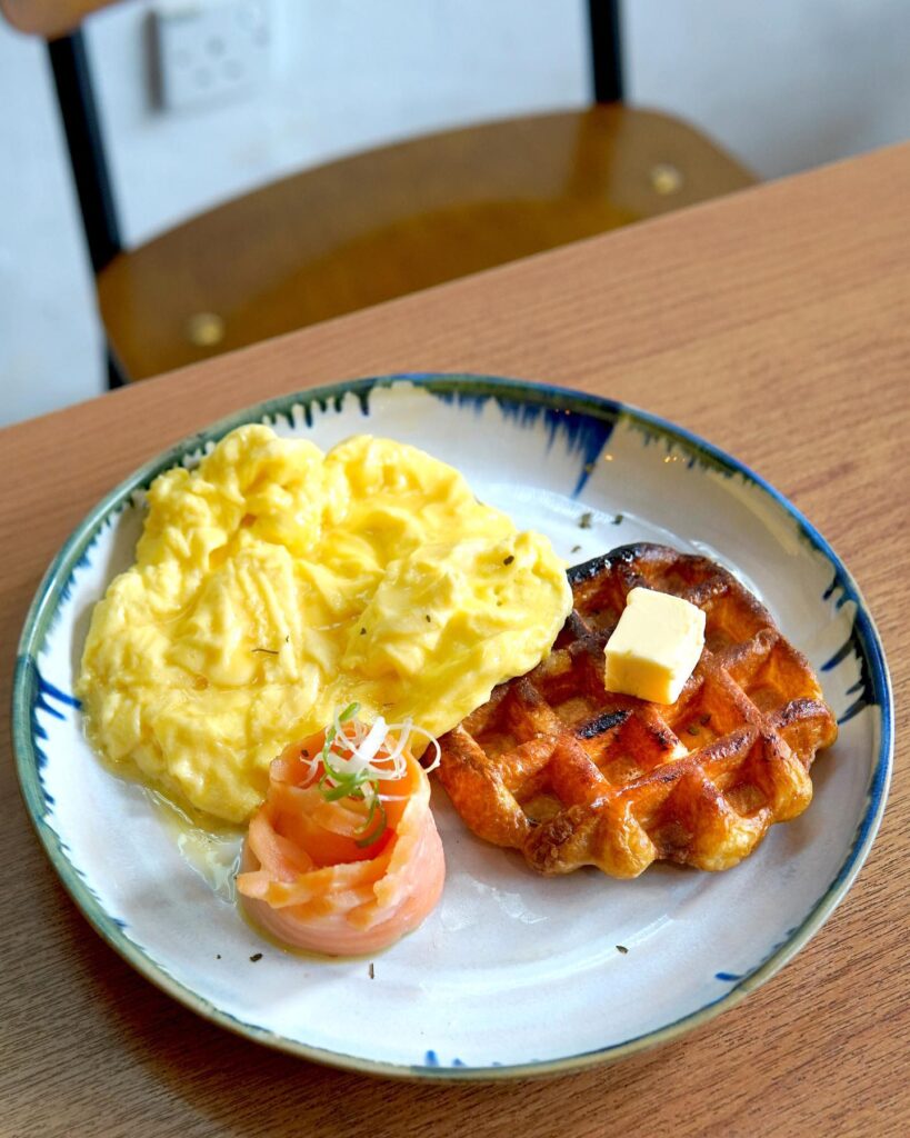 Waffles and Scrambled eggs