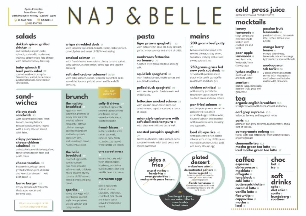 Naj & Belle Menu