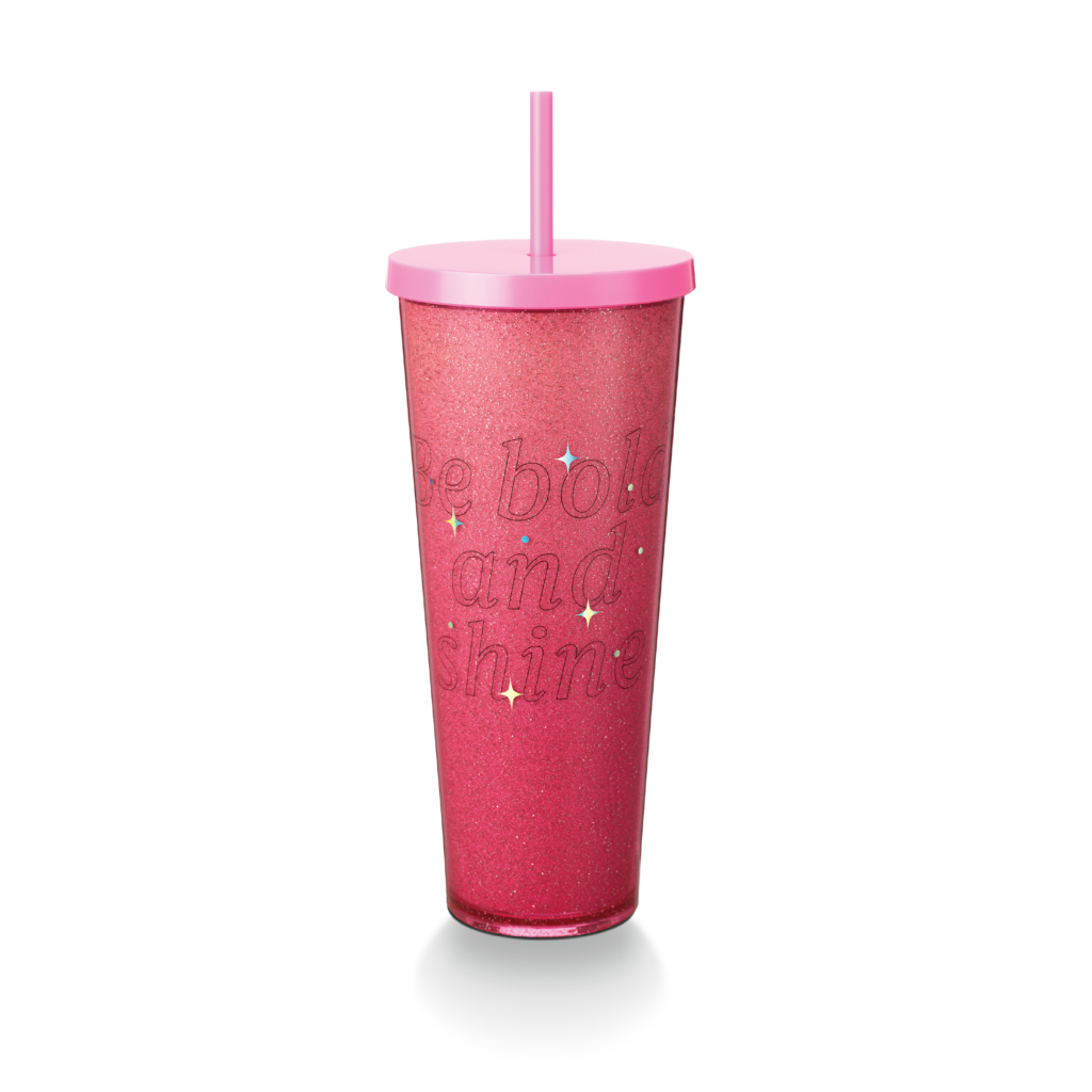 Be Bold and Shine in Pink Glitter Cold Cup (24oz), Starbucks refreshing drinks and tumblers