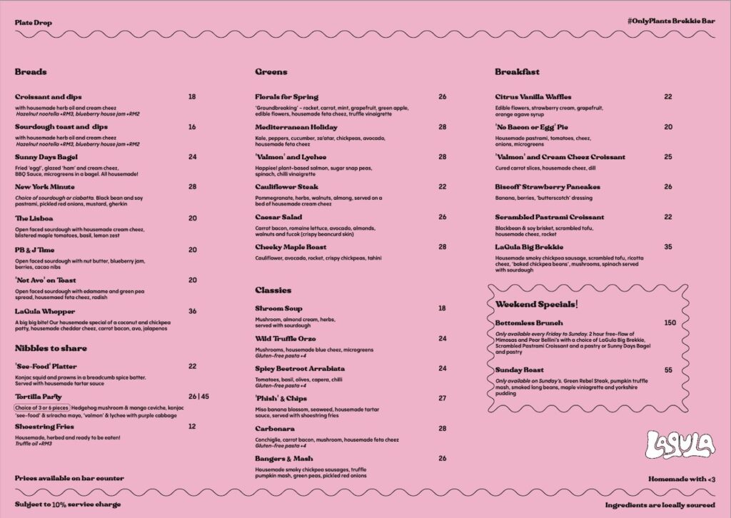 Pink Cafe KL: Lagula's Food Menu