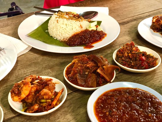 Wide range of side dishes at nasi lemak angah