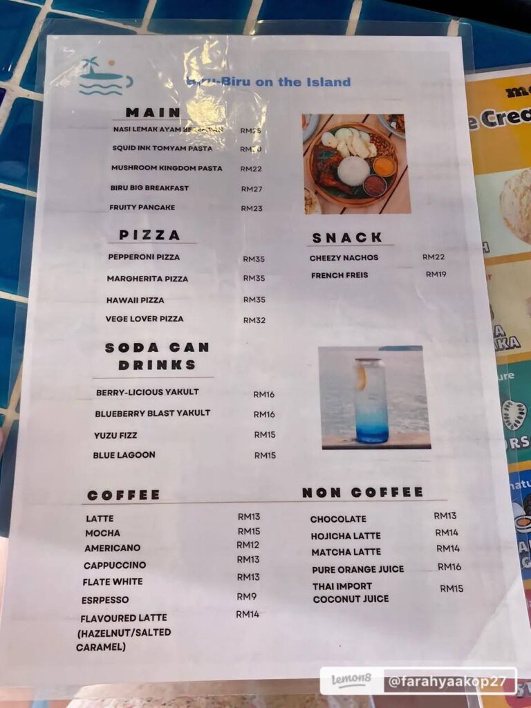 Biru Biru Penang menu