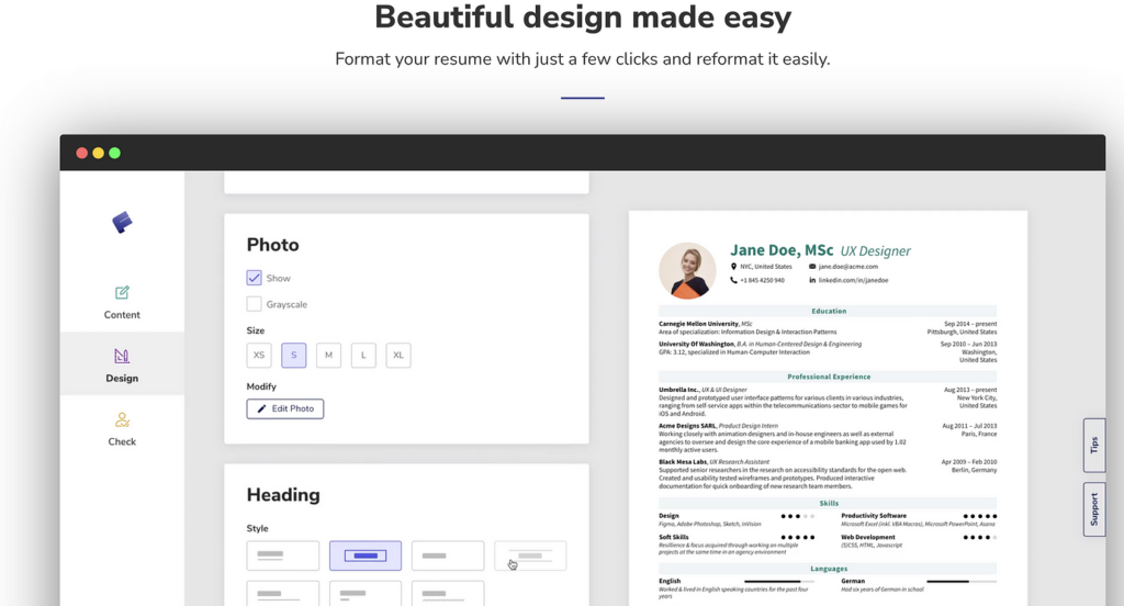 Flow CV allows you to create resume in multiple languages