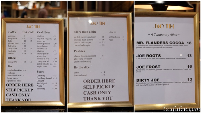 Jao Tim's menu