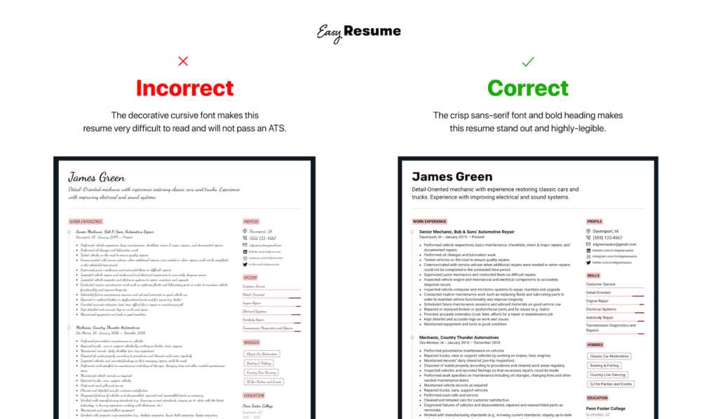 Resume mistakes to avoid: 2. Using A Lot Of Fonts In Your Resume