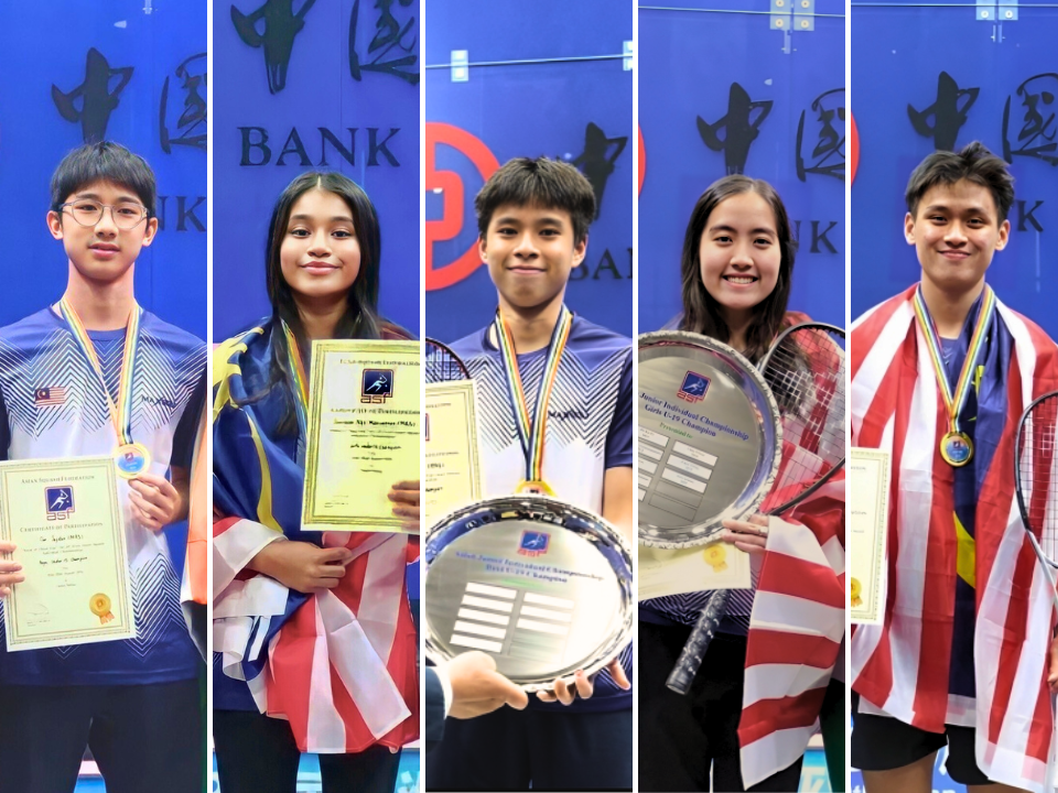 Malaysia Gains 5 Golds @ Asian Junior Squash Individual Championships: Joachim Chuah, Aira Azman & many more