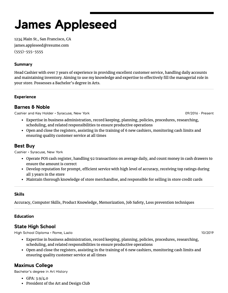 Create your own resume at Resume.com