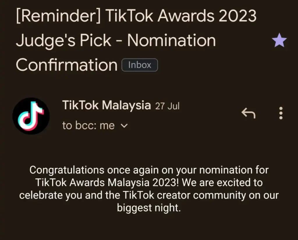 Grateful For Being The TikTok Award Nominee