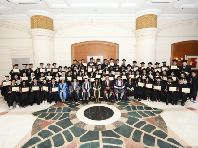 A celebratory image of Heriot-Watt University Malaysia's Conferment of Degrees ceremony on July 14, 2024, showcasing 200 students proudly receiving their IMPACT Transcripts.