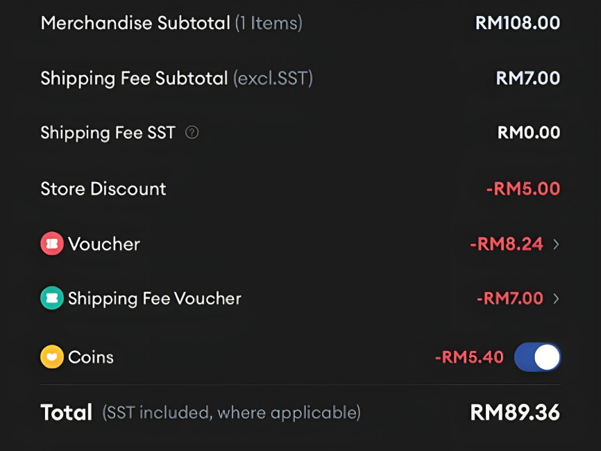 lazada merchandise total