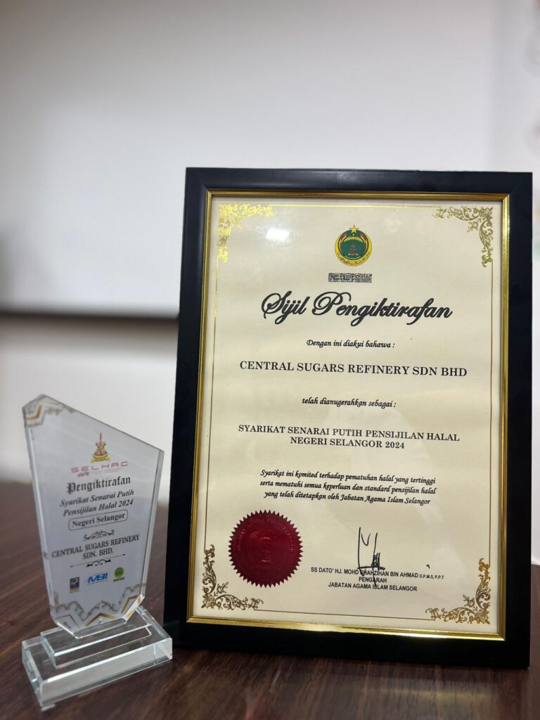 Central Sugars Refinery Sdn Bhd (CSR), Malaysia’s leading producer of high-quality sugar products, proudly announces the renewal of its prestigious Halal certification whitelist status by the Selangor State Government.