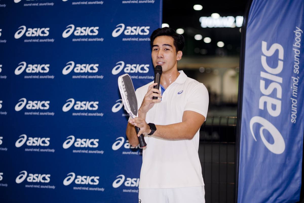 ASICS ambassador Hariz Hamdan speaking at the World Pickleball Day session in Subang Jaya