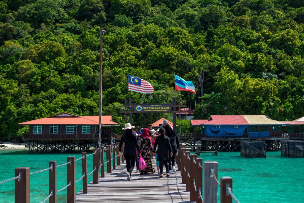 Visitors at Boheydulang Island, Tun Sakaran Marine Park, Sabah