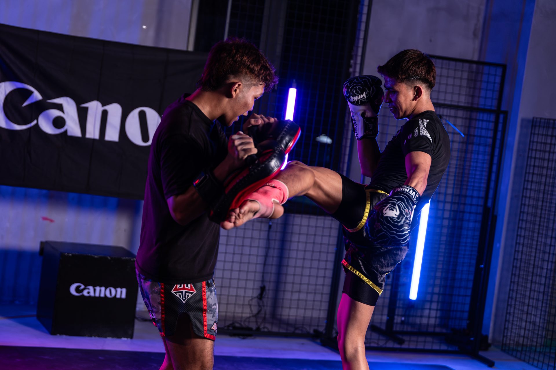 Muay Thai performance shooting scene at the Canon EOS R8 Mark II event