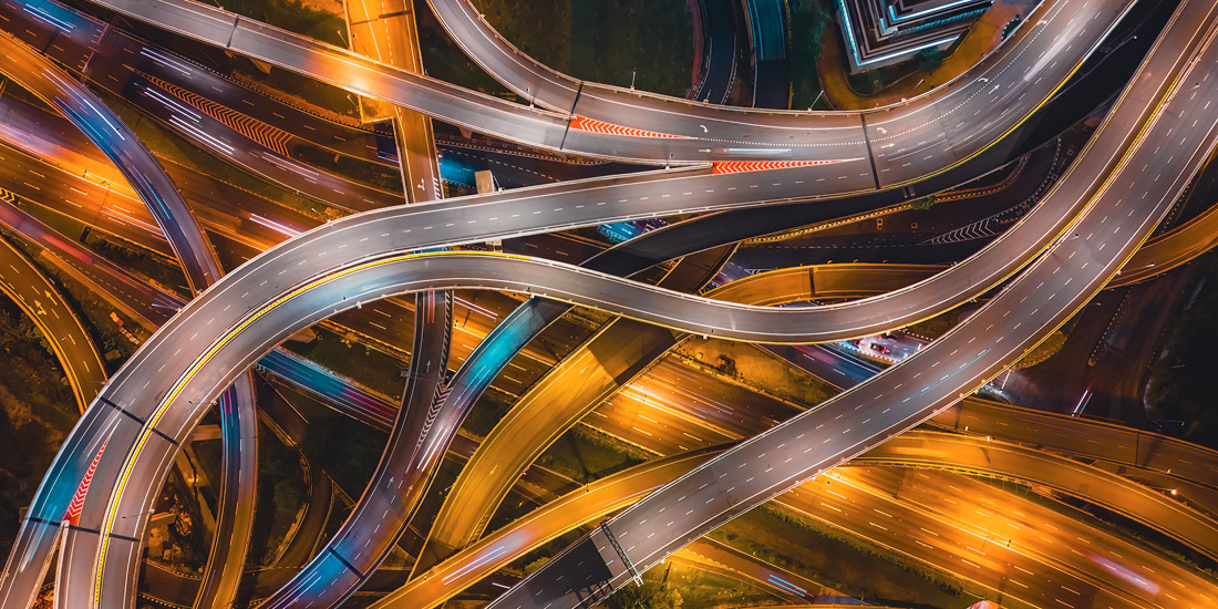 Aerial view of Damansara highway interchange at dusk by Chee Gin Tan