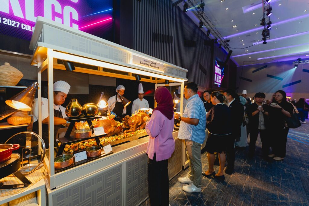 Guests queue at the Kambing Panggang station during Flavours of KLCC