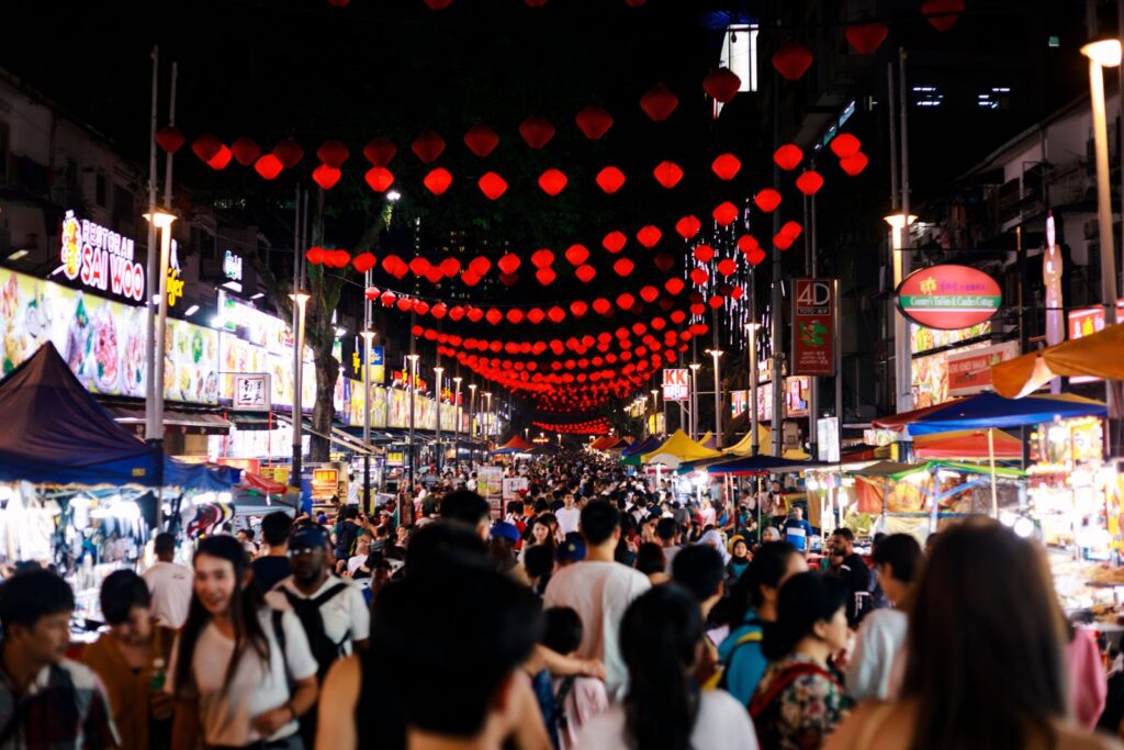 Crowds at Jalan Alor night food street in Kuala Lumpur