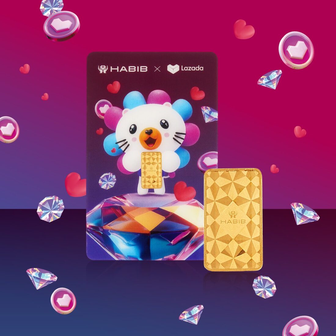 Lazada HABIB gold bar 1g Lazzie collectible card with gold bar