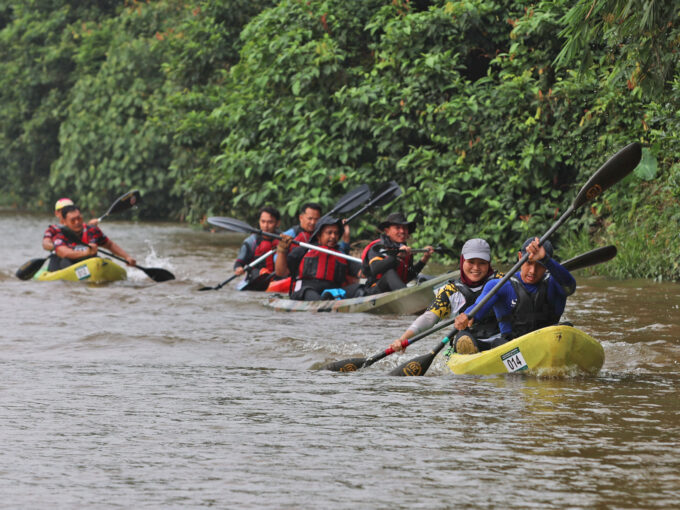 Participants paddling along Sungai Berang during the Little Amazon of Terengganu River Challenge