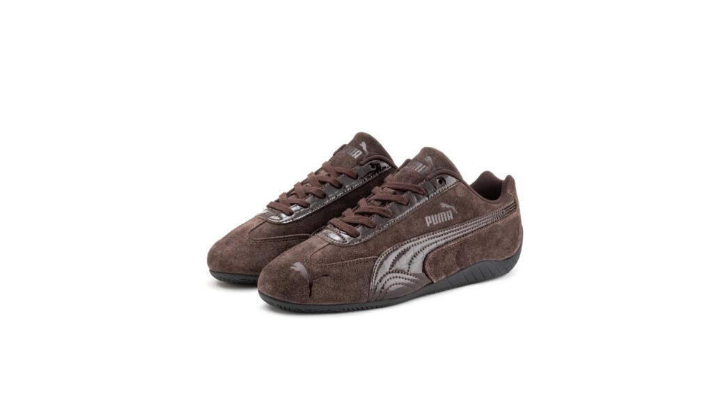 PUMA Speedcat Croc brown suede sneakers with croc-textured eyestays