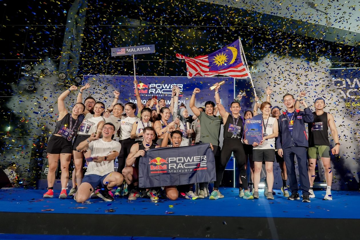 Team Malaysia celebrates winning the Red Bull Power Race Nations' Trophy in Bangkok