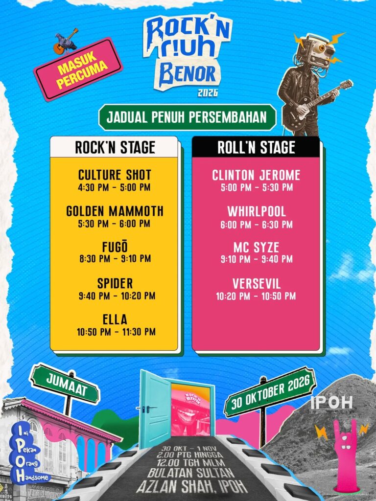 Rock'N Riuh Benor 2026 Friday 30 October stage schedule featuring Spider and Ella
