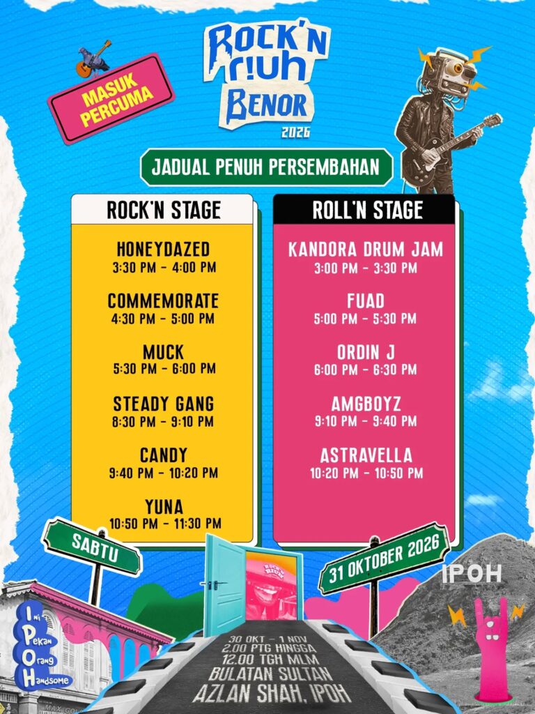 Rock'N Riuh Benor 2026 Saturday 31 October stage schedule featuring Yuna